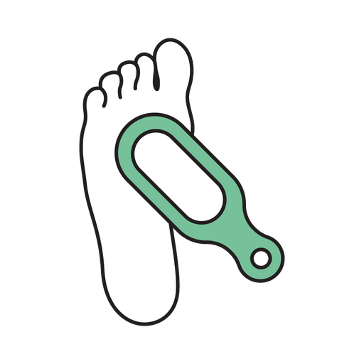 Icon showing foot file being used on the ball of a foot
