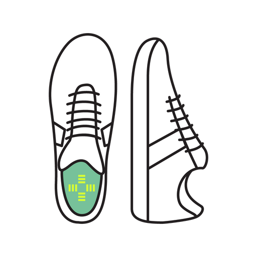 Icon of sneakers shown with a Pedestrian Shoe Pillow insert inside
