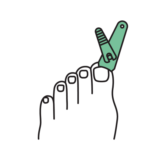 Icon of toenail clippers clipping big toenail