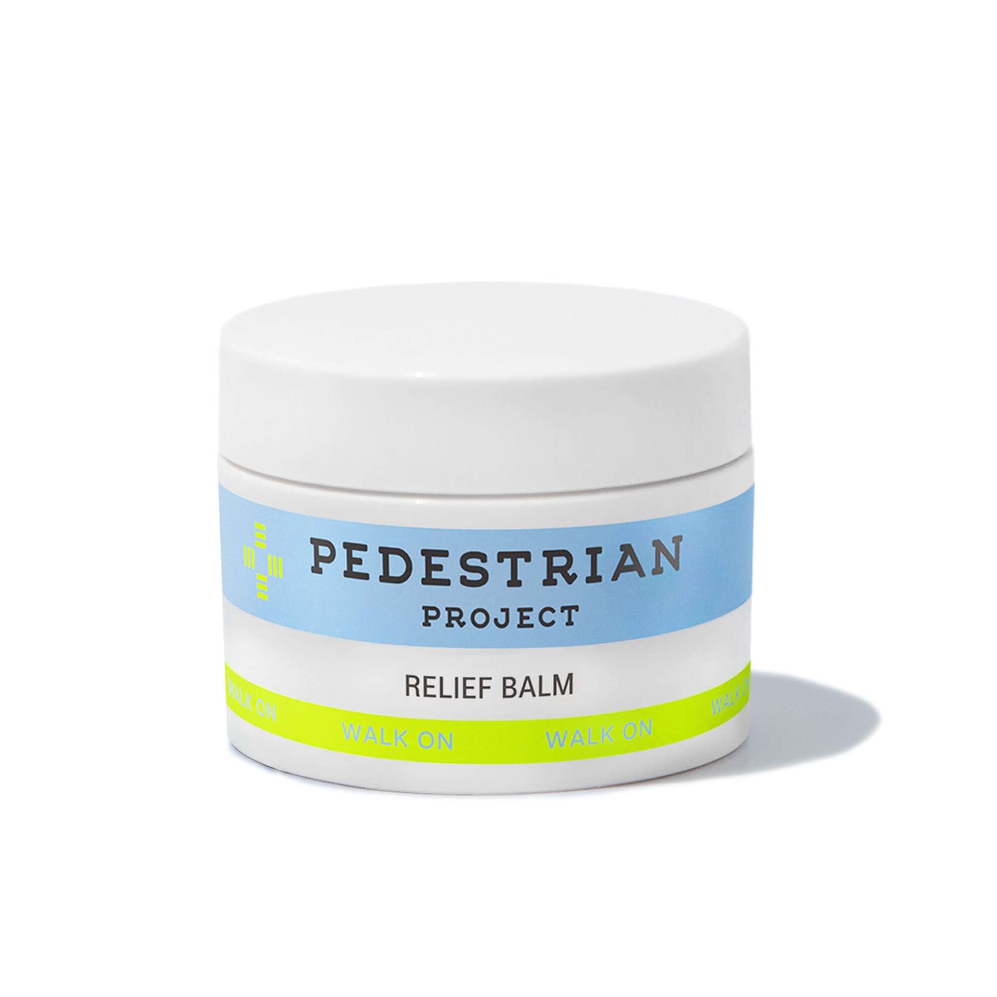 Front of Relief Balm jar on white background
